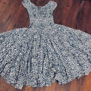 Maxi long blue and white dress